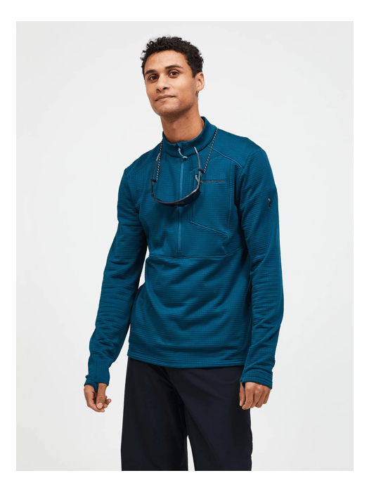 Men Trail Grid Fleece Half Zip Infinity Teel model Men Trail Grid Fleece Half Zip Infinity Teel model